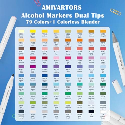 80 Colors Alcohol Markers Dual Tip Set, Chisel & Fine, 2.8g High Ink Capacity, Easy Blending Art Markers for Artists, Adults Coloring, Sketching, Drawing, Illustration & Painting with Carrying Case — view 8