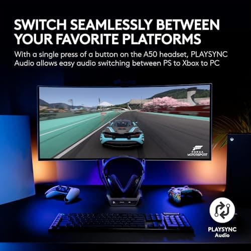 Logitech G Astro A50 Multi-Platform Wireless Gaming Headset + Base Station for PS5/Xbox/PC: PLAYSYNC Audio Switcher, <16bit/48kHz (Console), <24bit/48kHz (PC), 24hr Battery, 2.4GHz & BT - Black — view 2
