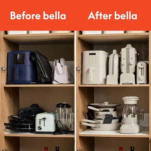bella Flip-n-Store Waffle Maker with EverGood™ Ceramic Nonstick Coating, Fits-anywhere™ Kitchenware, Power Indicator Light, Cool Touch Handle & Cord Wrap, 7” Wide & 1" Deep Plates, 1000 Watt, Blossom — view 8