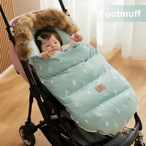 HOUSBAY Baby Stroller Bunting Bags Stroller Footmuff Universal Sleeping Bag Winter Outdoor Hooded Bunting Bag Windproof and Water-Resistant Suitable Below 5 ℃ — view 5