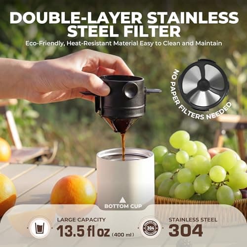 HAUSHOF Portable Electric Coffee Grinder, Travel Coffee Maker and Brewing Kit, Coffee Grinders for Home Use, Portable Pour Over Coffee Maker For Travel, Camping, Car — view 4
