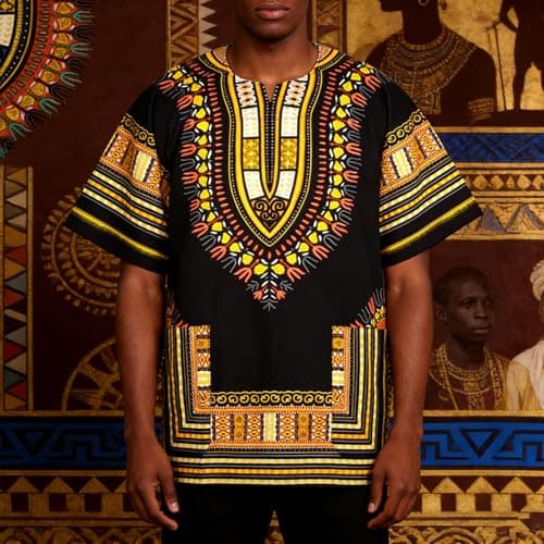 African Dashiki Shirts Unisex Adult Tribal Print Short Sleeve Tee Tops Traditional Dashiki Festival T-Shirts Holiday Outfits