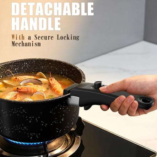 Umite Chef 21Pcs Pots and Pans Set Non Stick, Nonstick Ceramic Cookware Sets Detachable Handle, Non Toxic Healthy Induction Cookware, Kitchen Cooking Set, with Frying Pans Set, Dishwasher/Oven Safe — view 5