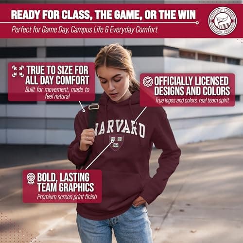 Campus Colors Harvard Crimson Arch & Logo Gameday Hoodie - NCAA College Hooded Sweatshirt - Red X-Large — view 4