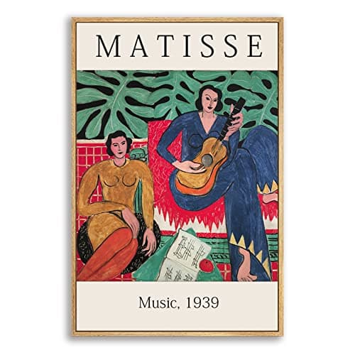 Matisse Wall Art Framed Mid Century Modern Wall Art Decor Aesthetic Pictures - Minimalist Canvas Prints - Gallery Henri Matisse Canvas painting 12"x16" Natural Framed