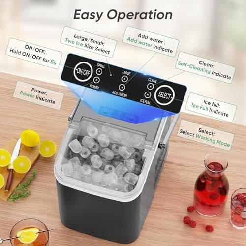 DUMOS Countertop Ice Maker with Handle, 26lbs/24H Portable Ice Machine — view 5