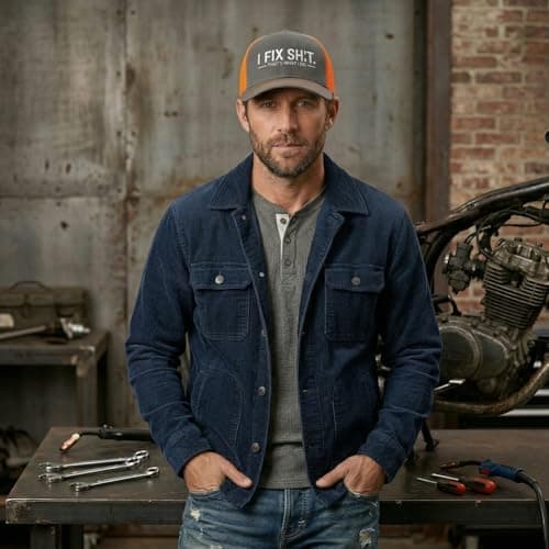 I Fix Shit Trucker Hat - Funny Embroidered Handyman Cap Gifts for Men Dad Husband Mesh Back Baseball Hats (E,One Size) — view 5