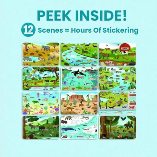 Animals Habitat 500+ Kids Sticker Book by Cupkin Toddler Airplane Travel Activity Coloring and Sticker Book, Road Trip Essentials, 12 Coloring Pages + 12 Scenes for Ages 2–8 Years — view 5