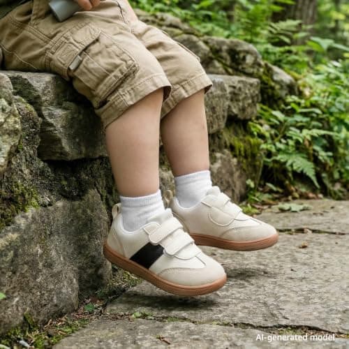 Toddler Wide Toe Box Shoes:Boys Barefoot Shoes Kids Walking Shoes Boy Sneakers Non-Slip Zero Drop Shoes,Toddler First Walking Shoes Comfort Tennis Outdoor Activities Beigewhite Toddler7 — view 2