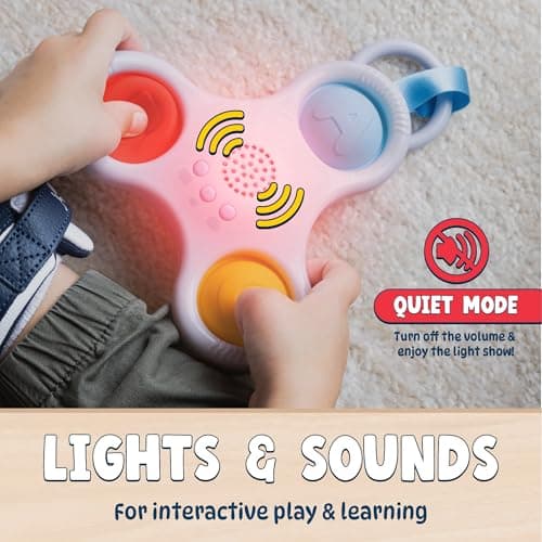 Chuckle & Roar - Pop It! and Learn Mini - Educational and Electronic Popping Toy - Learn Numbers & Letters in Spanish or English - Great for Ages 6 Months to 2 Years