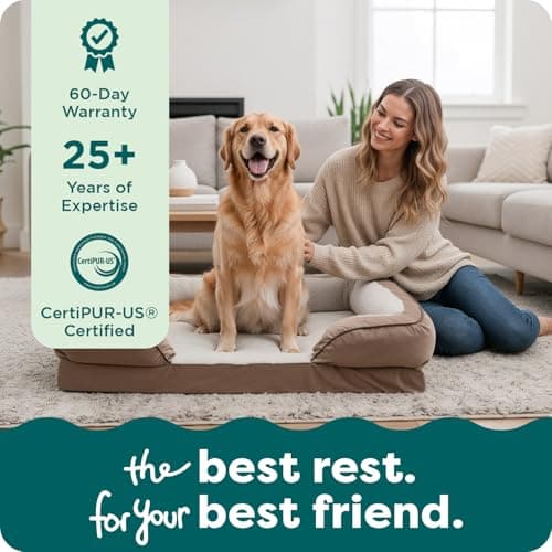 Furhaven Cooling Gel Dog Bed for Large Dogs w/Removable Bolsters & Washable Cover, for Dogs Up to 95 lbs - Plush & Velvet Waves Perfect Comfort Sofa - Brownstone, Jumbo/XL — view 8