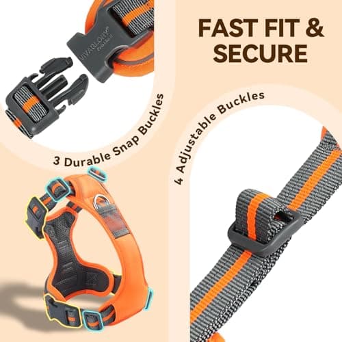 VIVAGLORY No Pull Dog Harness Vest Harness, L, Orange - Patterned — view 2