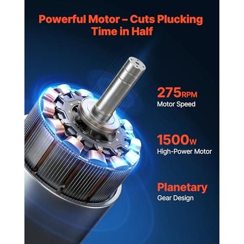 Uargd Electric Poultry Plucking Machine, 19.7-inch Drum, 2HP Motor & 275RPM Speed, Equipped with 106 Rubber Fingers & Portable Wheels, Stainless Steel Design for Cleaning 2-4 Birds Simultaneously — view 2