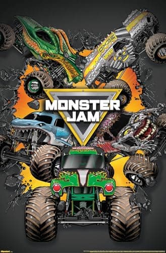 Monster Jam - Bust Out Debris Wall Poster, 34L" x 22.4W", Premium Unframed Version
