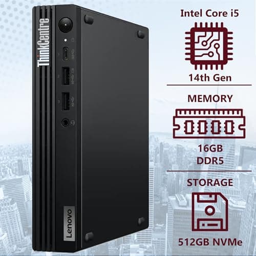 Lenovo ThinkCentre Tiny M70q Intel 10-Core i5-14400T (Beat i7-13700T), 16GB DDR5 RAM, 512GB NVMe SSD, WiFi 6, Bluetooth, RJ-45, DP Port, HDMI, Win 11 Pro, AI Business Desktop, 3 Yr Wty — view 2