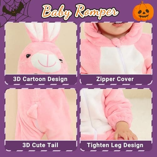 MICHLEY Baby Romper Flannel Jumpsuit for 30-36 Months, Cosplay Outfits Pink — view 2