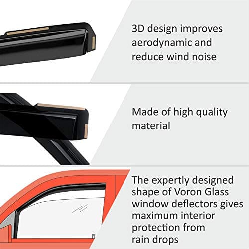 Voron Glass in-Channel Extra Durable Rain Guards for Jeep Cherokee 2014-2023, Window Deflectors, Vent Window Visors, 4 Pieces - 200341 — view 3