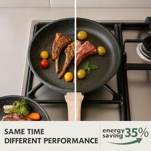 Roomena 8 inch Nonstick Frying Pan Skillet, Non Stick Granite Fry Pans, Omelette Pan, Egg Frying Pan with Heat-Resistant Handle, Requires Installation, PFOA Free Chef's Pan, Induction Compatible — view 2