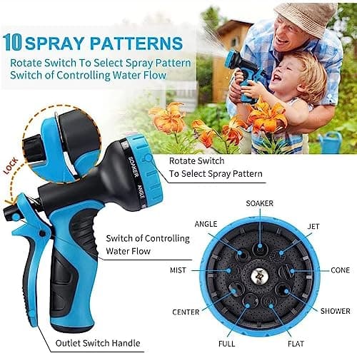 100 ft Expandable Garden Hose with 10 Spray Nozzle - Heavy Duty Superior Strength 3750D - 4 -Layer Latex Core - Expanding Water Hoses - Extra Strong Brass Connectors/Storage Bag — view 4