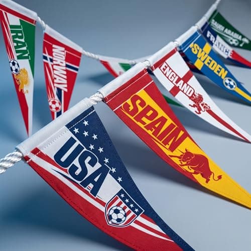2026 World Cup Country Flag Pennants 48Pcs (10x23cm) Triangle Flags Polyester rope 15m - Soccer Nations Flags Bunting Pennant for Party Decorations for Tournaments, Garden, Streets & Pub Bar — view 3