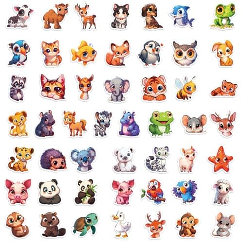 100 Pcs Big Eyes Cute Animal Stickers Bulk for Kids Classroom Boys Girls.Waterproof Vinyl Kawaii Stickers Packs for Water Bottles Phone Laptop Cup.Teacher Reward Sticker Supplies Must Haves