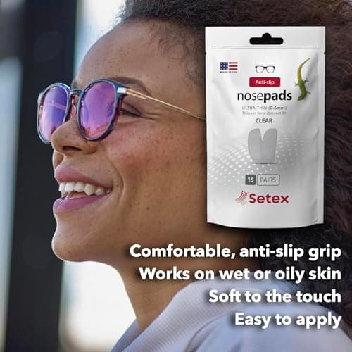 Setex Gecko Grip 1mm Anti Slip Eyeglass Nose Pads, (5 Clear Pair) USA Made, 2500 Innovative Microstructured Fibers per Nose Pad, 1mm x 7mm x 16mm — view 4