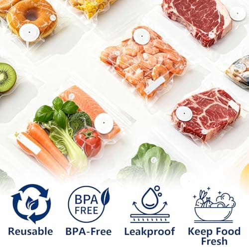 30-Pack Large Vacuum Sealer Bags & 2 Bonus Sealing Clips, Compatible with Chef Preserve – BPA-Free (12 x 13 in) Reusable Food Storage Bags for Freezer, Microwave, Sous Vide – Leak-Proof — view 5