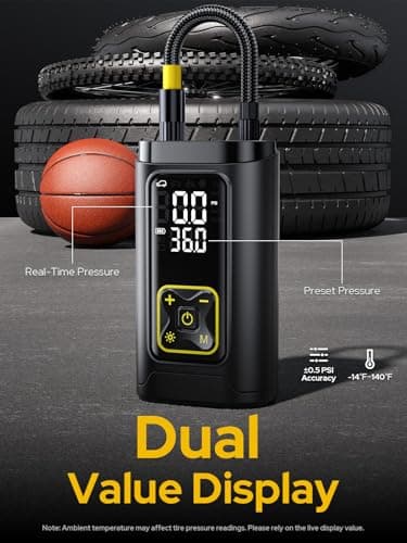 WarWolf 150PSI Tire Inflator Portable Air Compressor- 3X Fast Air Pump with Auto Shut-Off,Digital Gauge,LED Light,Cordless Electric Tire Pump for Cars,Motorcycle,Bike and Ball