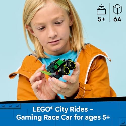 LEGO City Rides – Gaming Race Car Building Toy for Kids - Pretend Play Set for Boys & Girls, Ages 5+ - Toy Car W/Racecar Driver Minifigure - Gift Idea for Birthdays - 60484