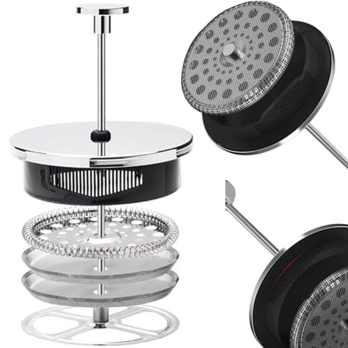 ADAMITA French Press Coffee Maker 8 cups 34 oz 304 Stainless Steel Coffee Press with 4 Filter Screens, Easy Clean Heat Resistant Borosilicate Glass - Free 100% BPA… (Silvery-BO90893-SS, 34 oz) — view 3