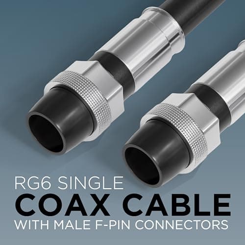 THE CIMPLE CO 125' Feet, Black RG6 Coaxial Cable with Rubber booted - Weather Proof Indoor/Outdoor Rated Connectors, F81 / RF, Digital Coax for CATV, Antenna, Internet, Satellite, and More