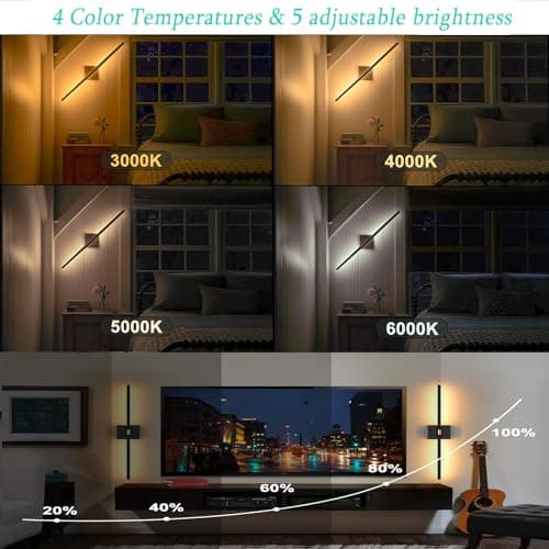 Yogaret Battery Operated Wall Sconces Set of 2,10000mAh Rechargeable Wireless Wall Lights with Remote,360°Rotate Magnetic Wall Lamps,Dimmable Sconces Wall Lighting for Bedroom,Mirror,Living Room,32in — view 3