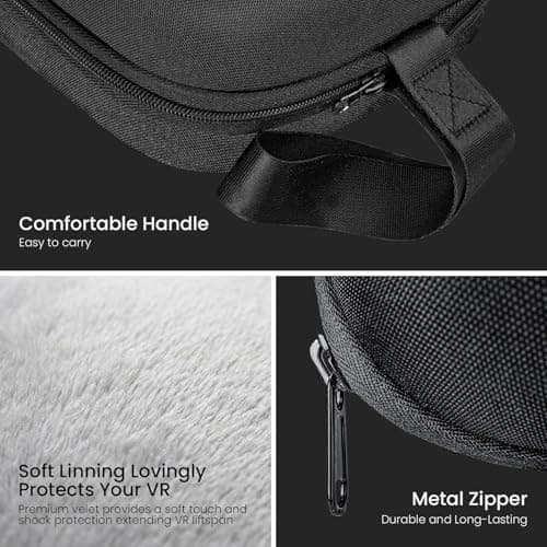 OPTOSLON Ultra-Compact Carrying Case for Meta Quest 3S/Quest 3/Quest 2, Travel-Friendly Slim Storage Bag for Original Cloth Strap, Lightweight VR Pouch Fits in Backpack, Shockproof Protection, Black — view 5