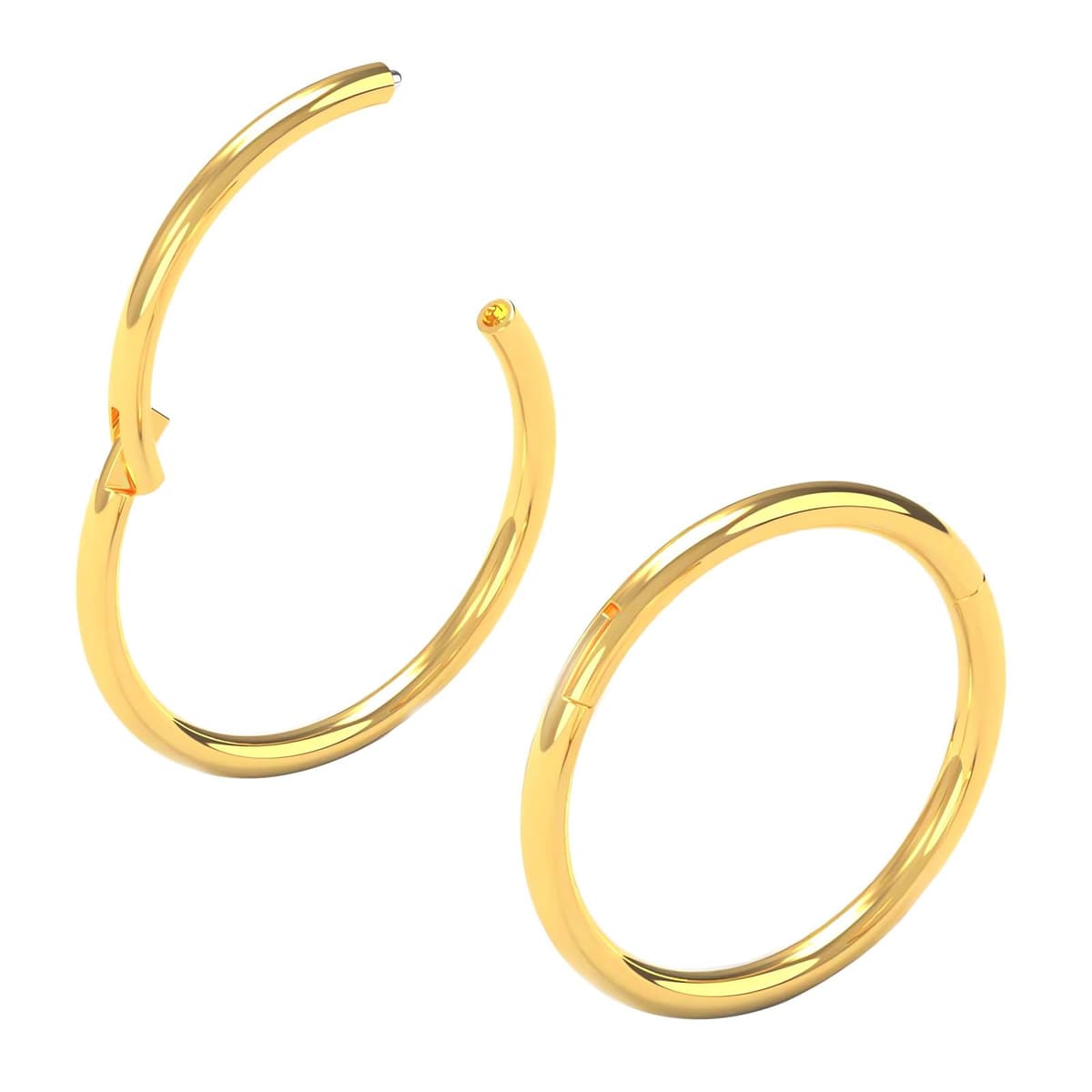 Body CAC 0.8mm/1.0mm/1.2mm/1.6mm/2.0mm/3.0mm/4.0mm/5.0mm/6.0mm Steel Hypoallergenic Clicker Hinged Nose Septum Ring Hoop with Colour Gold-Silver tone-Black-Rose gold — view 16