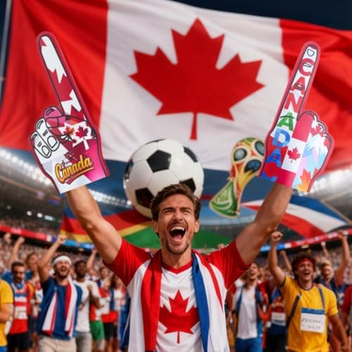 SINGOMON 1PC Canadian Foam Finger Cheering Glove World Cup Canada Souvenir for Sports Soccer Fan Accessories, Sport Spirit Cheering, 17.5 Inch Giant Foam Hand for World Cup Party Decorations — view 2