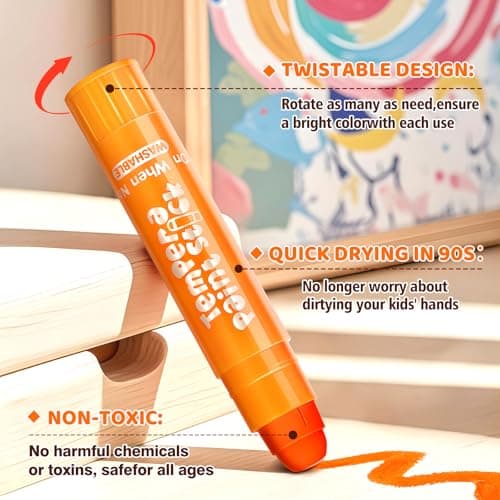 Ellinjan Tempera Paint Sticks For Kids, 24 Colors, Washable & Quick-Drying Twistable Solid Paint, Mess-Free Art Supplies for Drawing & Painting, Ideal Toddler Arts and Crafts Gifts — view 2