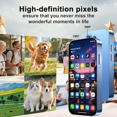 Pdfbenli Mini Phone for Kids,Kids Smart Phone,Unlocked Mini Smartphone,4G,4.0 inch HD Touch Screen,Android 15.0 Smartphones Cellphone,3GB+32GB,Dual SIM,Face ID,GPS (Blue) — view 3