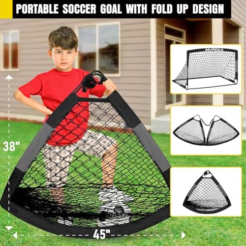 Soccer Goal, Kids Soccer Goals for Backyard Set, 2 Pack of 4x3 ft Portable Pop Up Soccer Net with Soccer Ball, Cones, Complete Training Equipment for Youth, Toddler Outdoor Sports Games — view 5