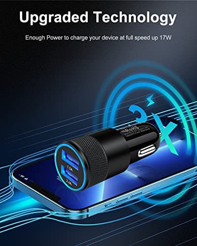 Car Charger [2Pack/3.4a] Fast Charge Dual Port USB Cargador Lighter Adapter — view 2