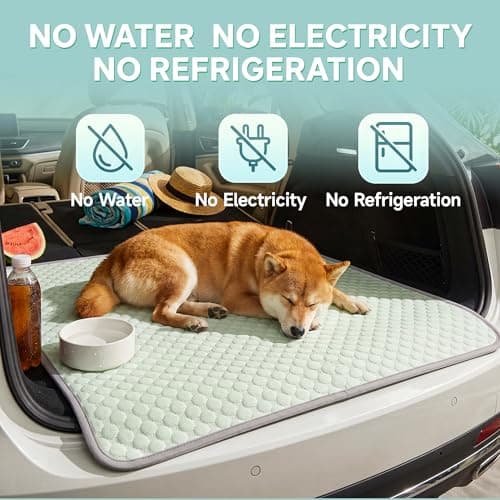 PatiencET Dog Cooling Mat, 28 x 40 in No-Gel Cooling Pad for Medium Dogs, Cool Touch Pet Mat with Ice-Dot Texture, Washable Summer Dog Mat for Crate, Floor, Sofa, Car, Light Green — view 2