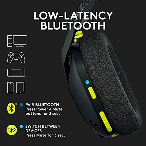 Logitech G435 Lightspeed & Bluetooth Wireless Gaming Headset - Lightweight Over-Ear Headphones, Built-in mics, 18h Battery, Dolby Atmos, PC, PS4, PS5, Nintendo Switch/Switch 2, Mobile - Black — view 2