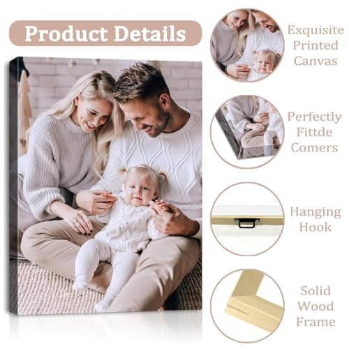 Canvas Prints with Your Photos, Ship Next Day Personalized Wall Art for Home Decor, Perfect Custom Photo Gifts for Wedding, Birthday, Family & Friends - Ready to Hang Canvas Pictures Framed 8x10 — view 5