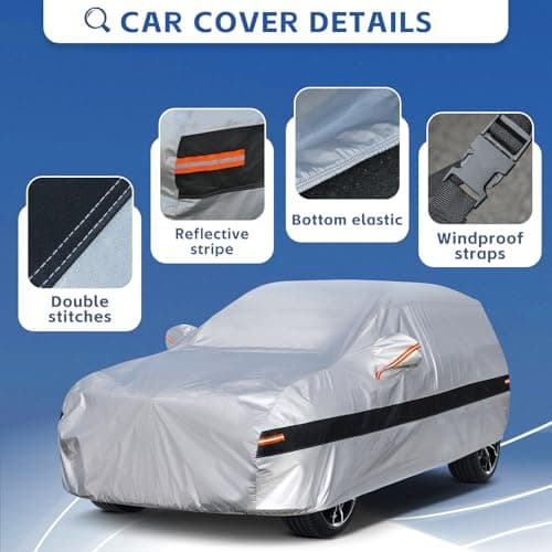 Holthly 10 Layers SUV Car Cover Custom Fit for Subaru Outback (1994-2024) Waterproof All Weather for Automobiles, Outdoor Full Cover Rain Sun UV Protection.Silver — view 3