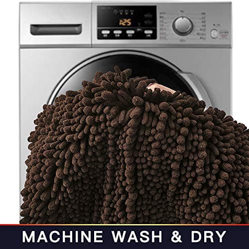 Walensee Bathroom Rug Non Slip Bath Mat (24x17 Inch Brown) Water Absorbent Super Soft Shaggy Chenille Machine Washable Dry Extra Thick Perfect Absorbant Best Small Plush Carpet for Shower Floor — view 5