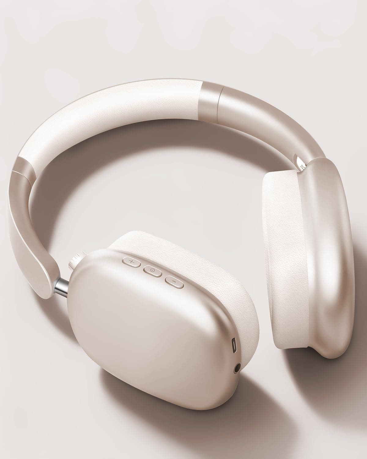 Wentronic Y01 Wireless Noise Canceling Headphones Bluetooth 5.3 Over Ear Headphones with Microphone, Hi-Res Audio, 48H Playtime, Foldable Comfortable Earpads,Compatible with iOS,Android,PC, Starlight — view 2