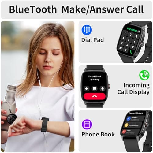 YMZ Smart Watch for Men Women, IP68 Waterproof, Bluetooth Calling, Fitness Tracker, Sleep Monitoring