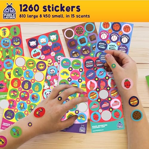 PURPLE LADYBUG 1260 Scratch and Sniff Stickers for Kids - Reward & Motivational Stickers - Smelly Stickers Teacher Must Haves for Classroom Essentials — view 3