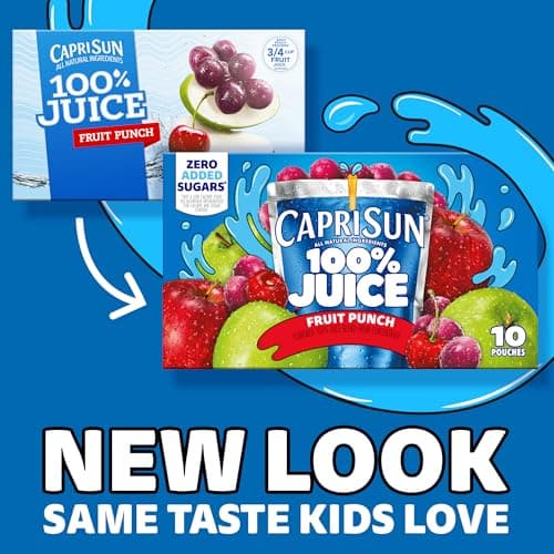 Capri Sun 100% Juice Fruit Punch Naturally Flavored Juice Blend, 40 ct Pack, 4 Boxes of 10 Pouches — view 2