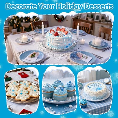 Edible Frozen Sprinkles,Blue Heart White Snowflake Silver Star Pearl Jimmies Mix,130g/4.58oz,Winter Sugar Sprinkle for Decorations Baking,Cake Ice Cream Cookies Cupcake Toppe Chocolate,Birthday Children Party Supplies — view 5