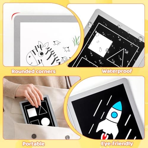 AJsupojouet Black and White Baby Book with 12 High Contrast Cards, Newborn Visual Stimulation Toy for 0-6 Months, Tummy Time Sensory Book, Montessori Infant Development Toy — view 4